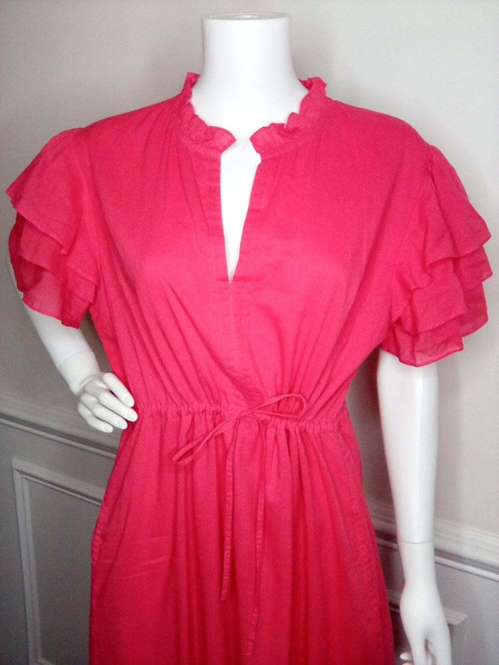Olivia James The Label Delia Pink Plunge Neck Flutter Sleeve Maxi Sundress, XL - Picture 10 of 16